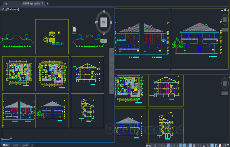 دانلود فایل اتوکد نقشه ویلایی DWG | Architectural Drawing Of Villa برای AutoCAD